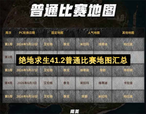 绝地求生41.2版本普通比赛地图池已确认地图内容完整汇总