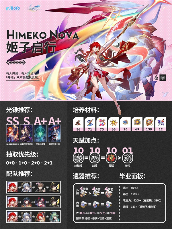 崩坏星穹铁道4.4姬子启行培养攻略一图流