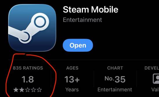 Steam差评如潮？手机APP低分评价引热议 