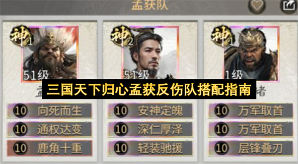 三国天下归心孟获反伤队搭配攻略适合喜欢持久战的玩家